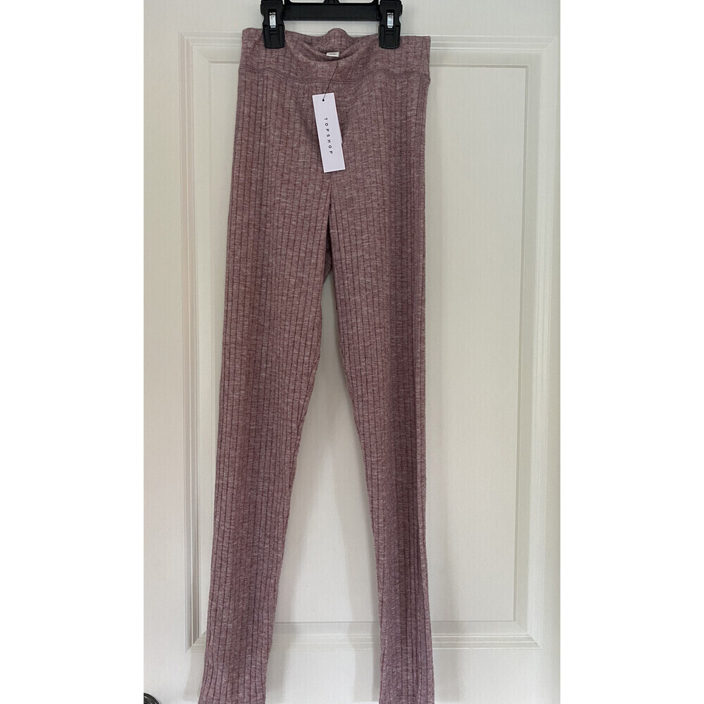 Topshop Woman's Wide Rib Leggings In Heather Pink Size 10US 14UK